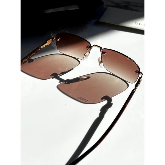 NEW Gucci GG1221S 004 Rimless Monogram Logo Lens Sunglasses - Picture 9 of 10